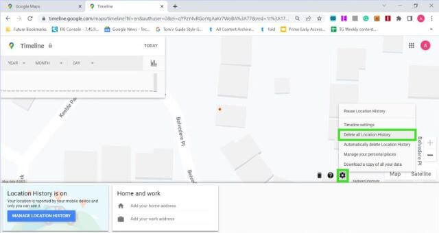 delete location history on web google maps