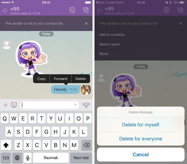 how to delete messages on viber