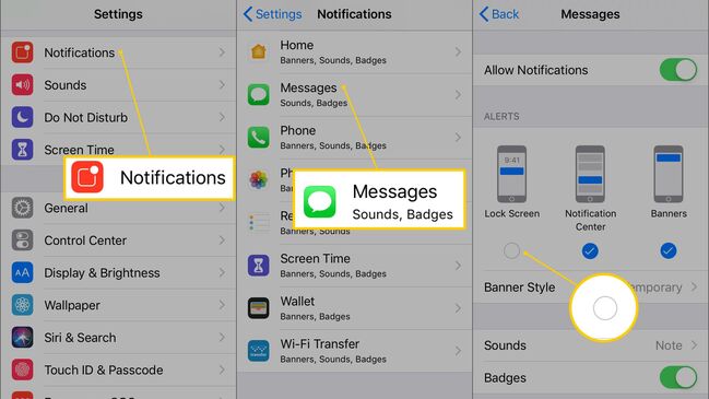 disable lock screen messages notification to hide text messages on iphone