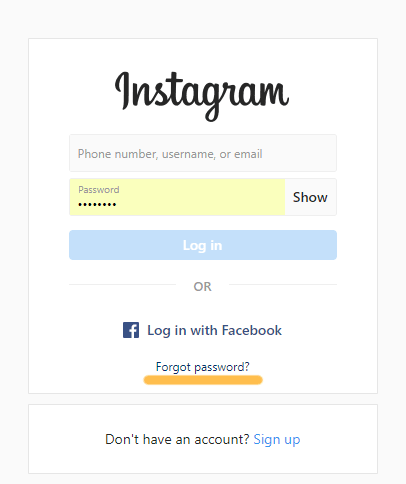 forgot instagram password