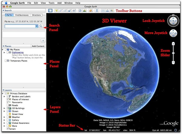 how to use google earth to track location