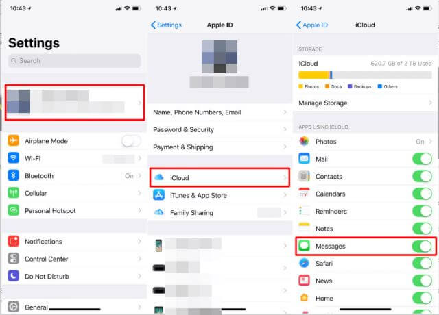 use icloud to forward text messages
