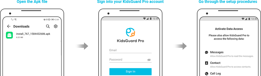 install kidsguard pro app on target phone