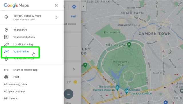 check location history on google maps website