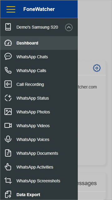 view whatsapp status without knowing on fonewatcher dashboard