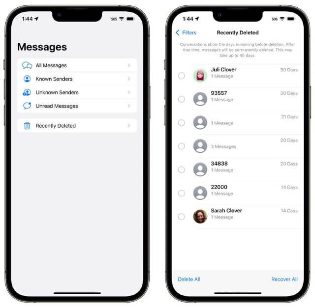 recover recently deleted messages on iphone