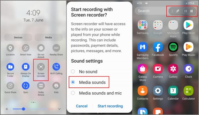 screen recording on android