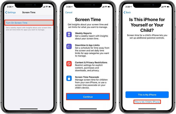 enable screen time on iphone
